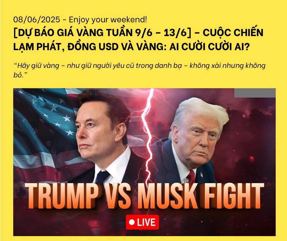 [DỰ BÁO GIÁ VÀNG TUẦN 9/6 – 13/6] – CUỘC CHIẾN LẠM PHÁT, ĐỒNG USD VÀ VÀNG: AI CƯỜI CƯỜI AI?